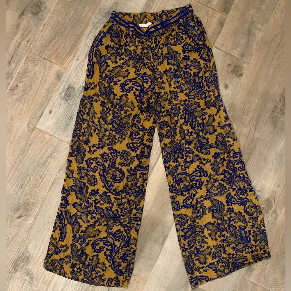 Anthropologie Hei Hei Blue and Mustard Trousers